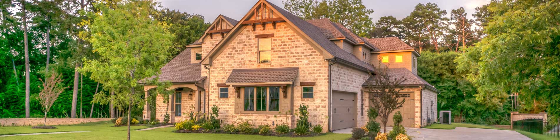 Brick house at sunset